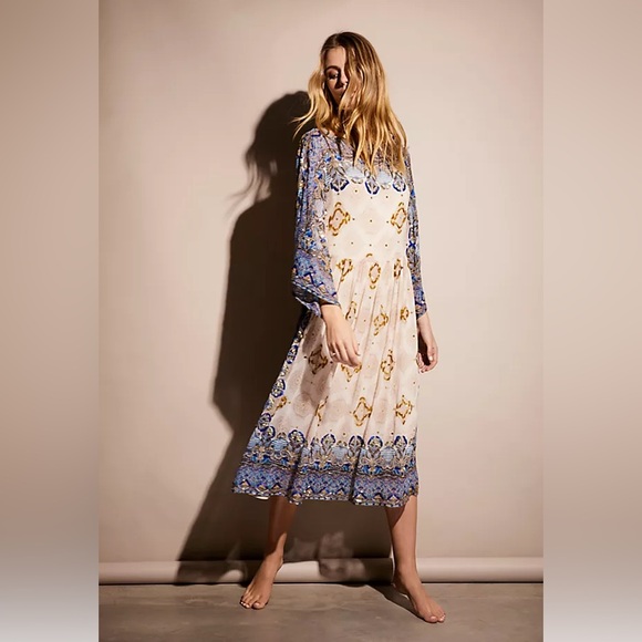 Free People Beaded sequins silk kimono midi NWT - Picture 1 of 6